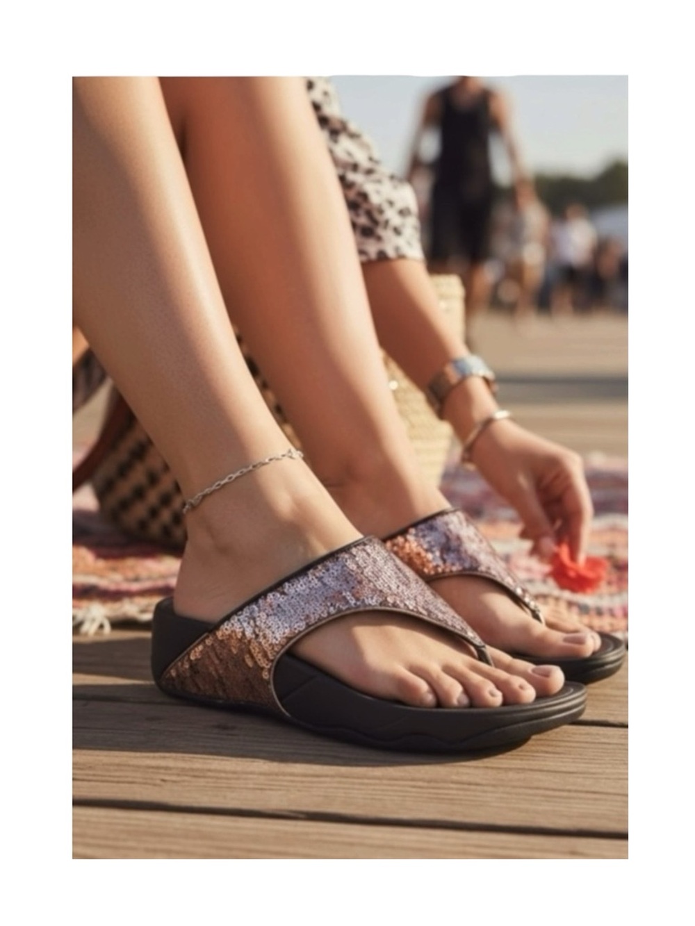 Fitflop ⍟ Electra Strata Tiger Eye Sequin Platform Fit Flops ⍟ Bronze Gold ⍟ 9M